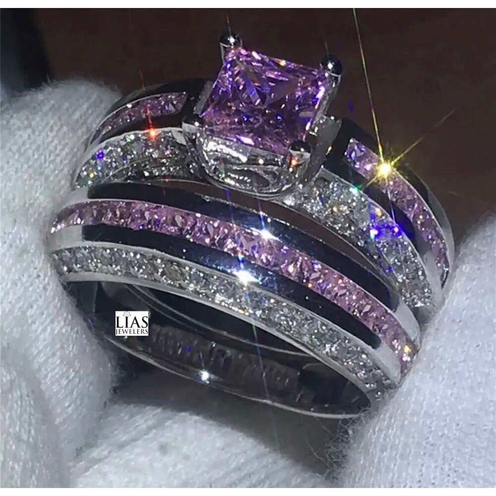 New 18k white gold wedding ring set - Picture 3 of 4